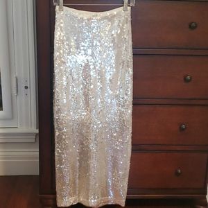 Zara white sequin pencil skirt